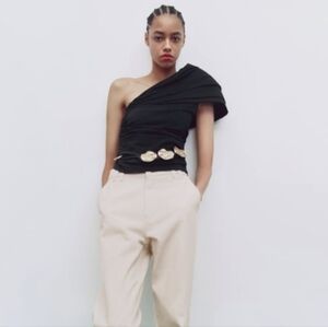 NWT Zara Asymmetric One Shoulder Top, Size S